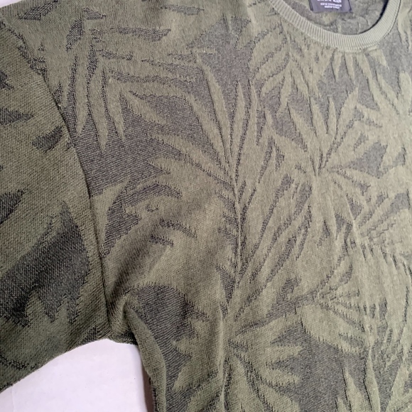 Zara Man Olive Green Tropical Print Sweater - Picture 4 of 7